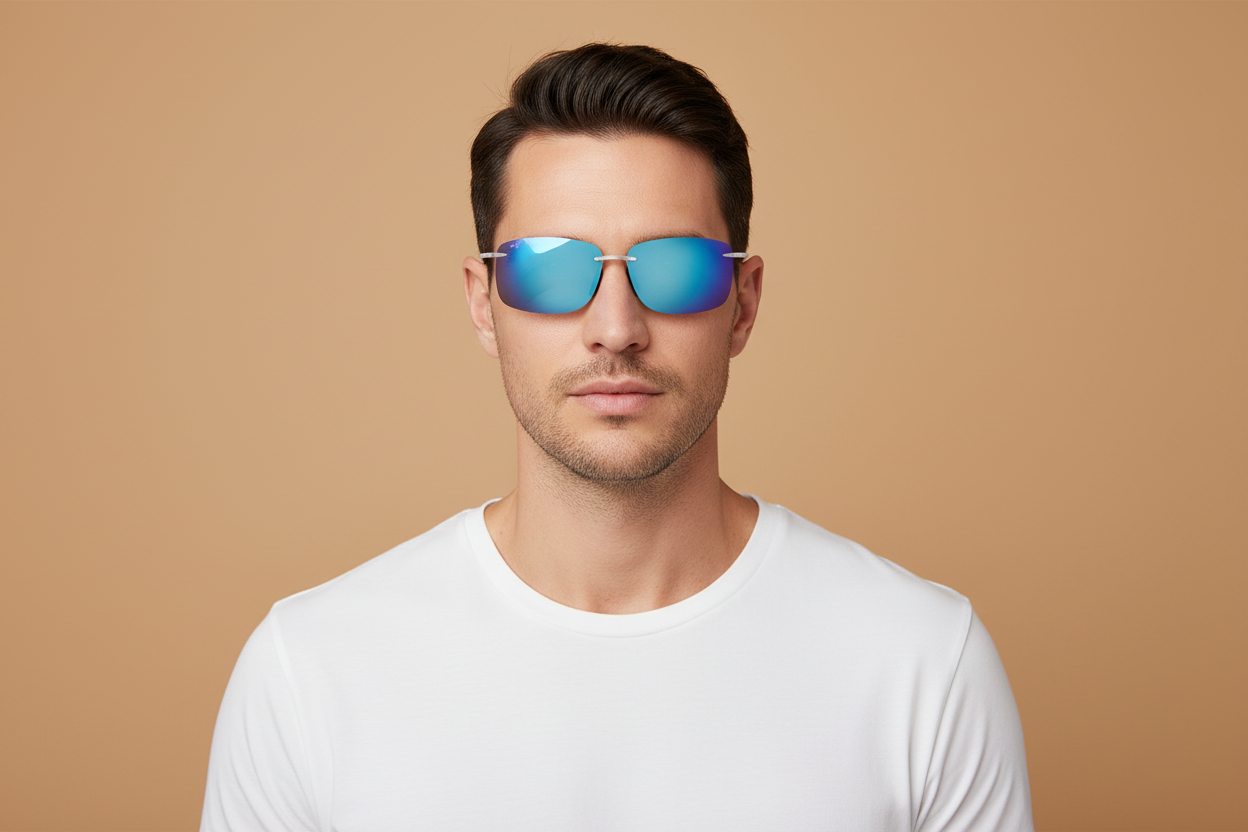 Modelo masculino llevando Gafas de Sol Maui Jim Hema MJ443 05CM 62 14