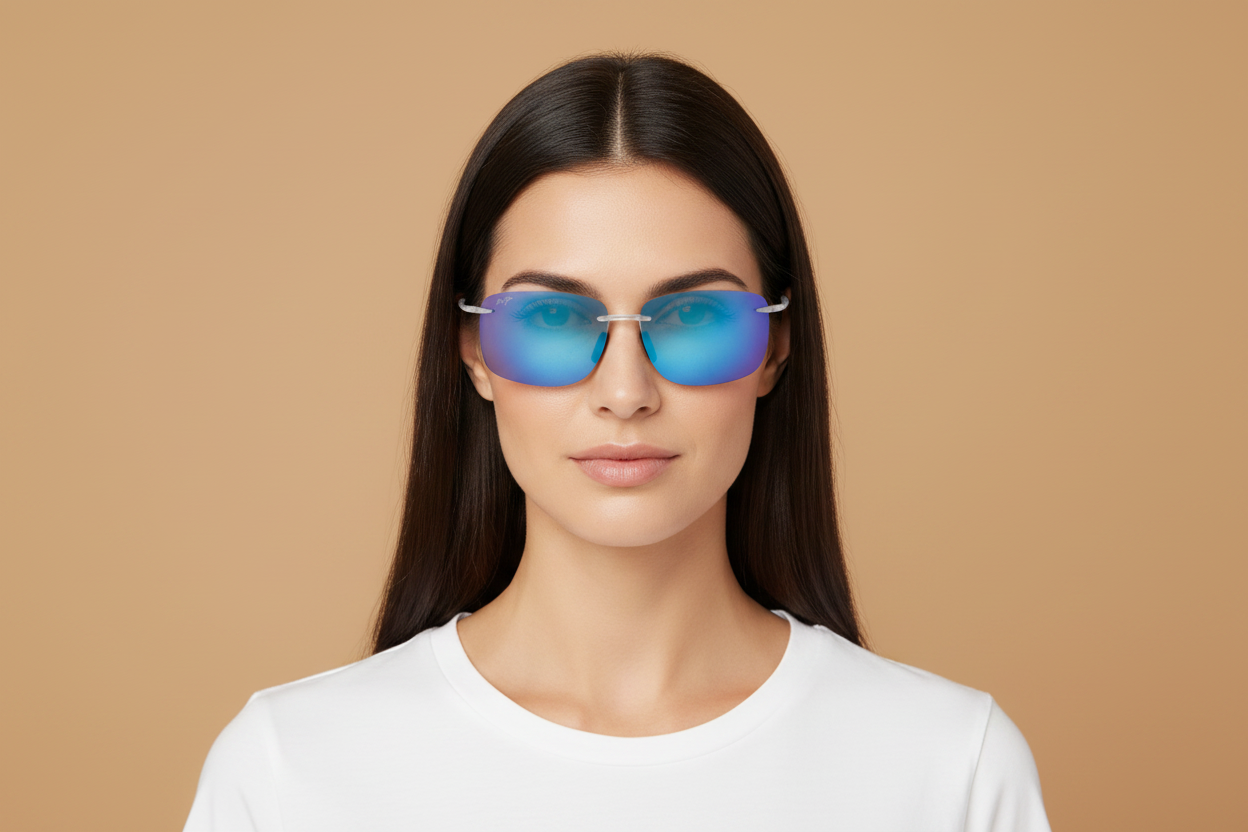 Modelo femenino llevando Gafas de Sol Maui Jim Hema MJ443 05CM 62 14