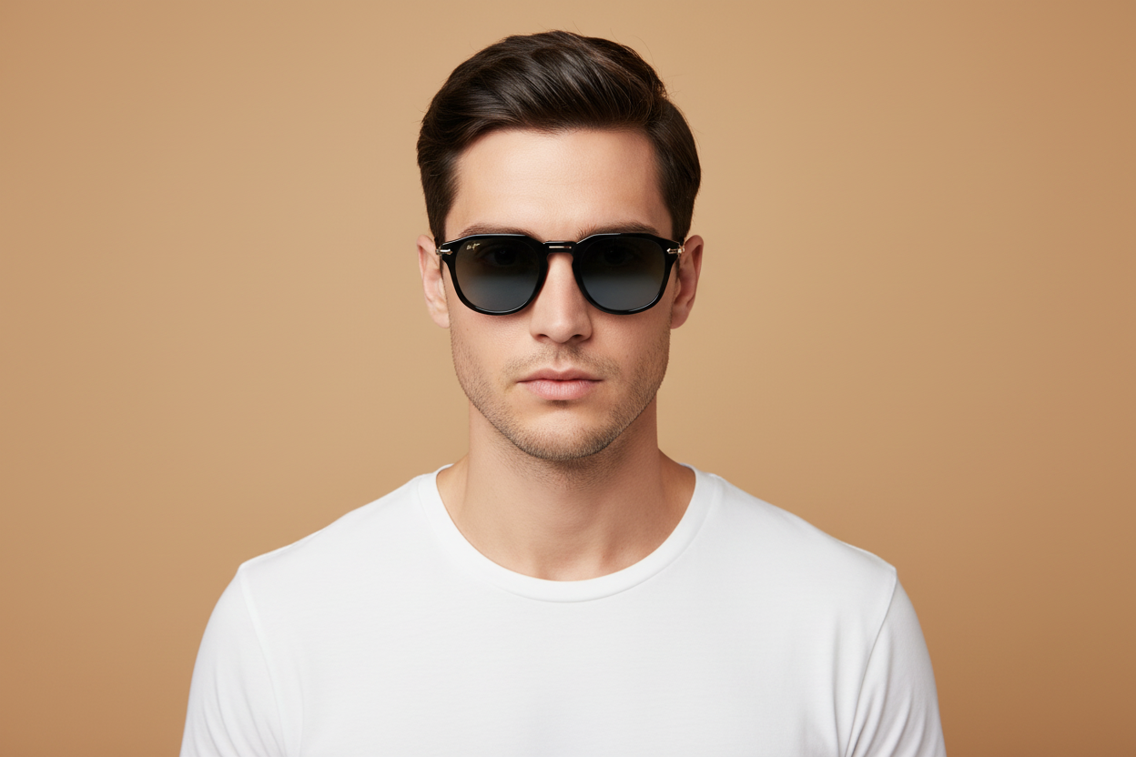 Modelo masculino llevando Gafas de Sol Maui Jim Alika MJ837 02 49 24