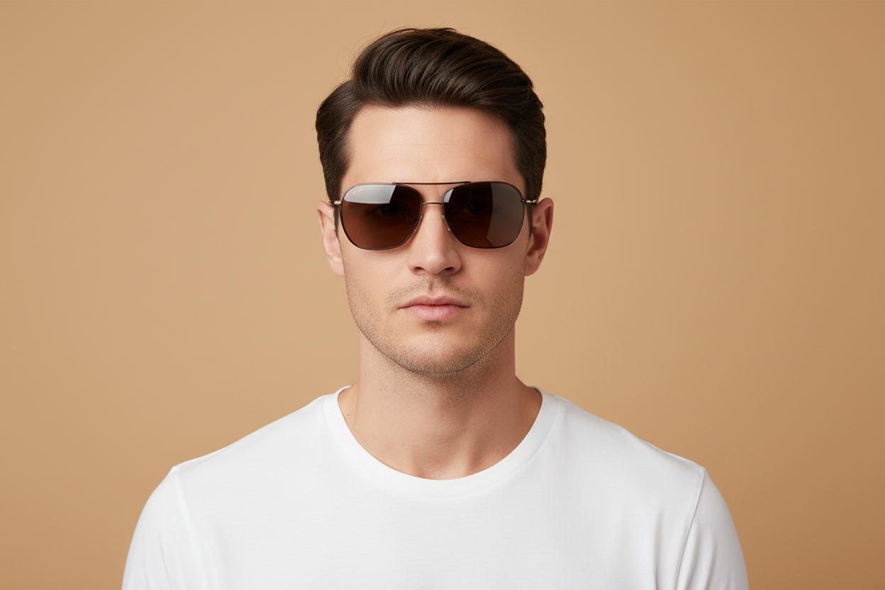 Modelo masculino llevando Gafas de Sol Maui Jim Mano MJ877 01 57 16
