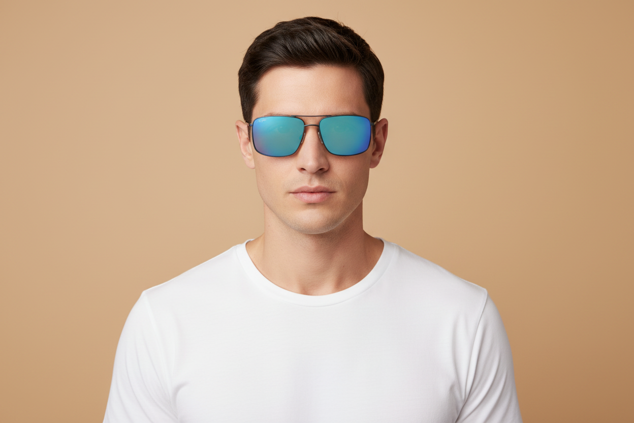 Modelo masculino llevando Gafas de Sol Maui Jim Aeko MJ886 03 55 16