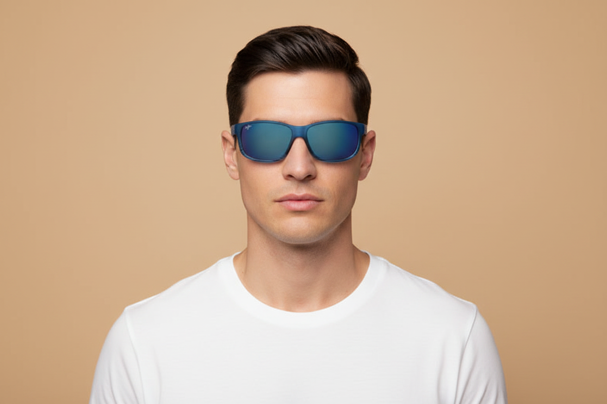 Modelo masculino llevando Gafas de Sol Maui Jim Kaiwi MJB840 03S 62 16
