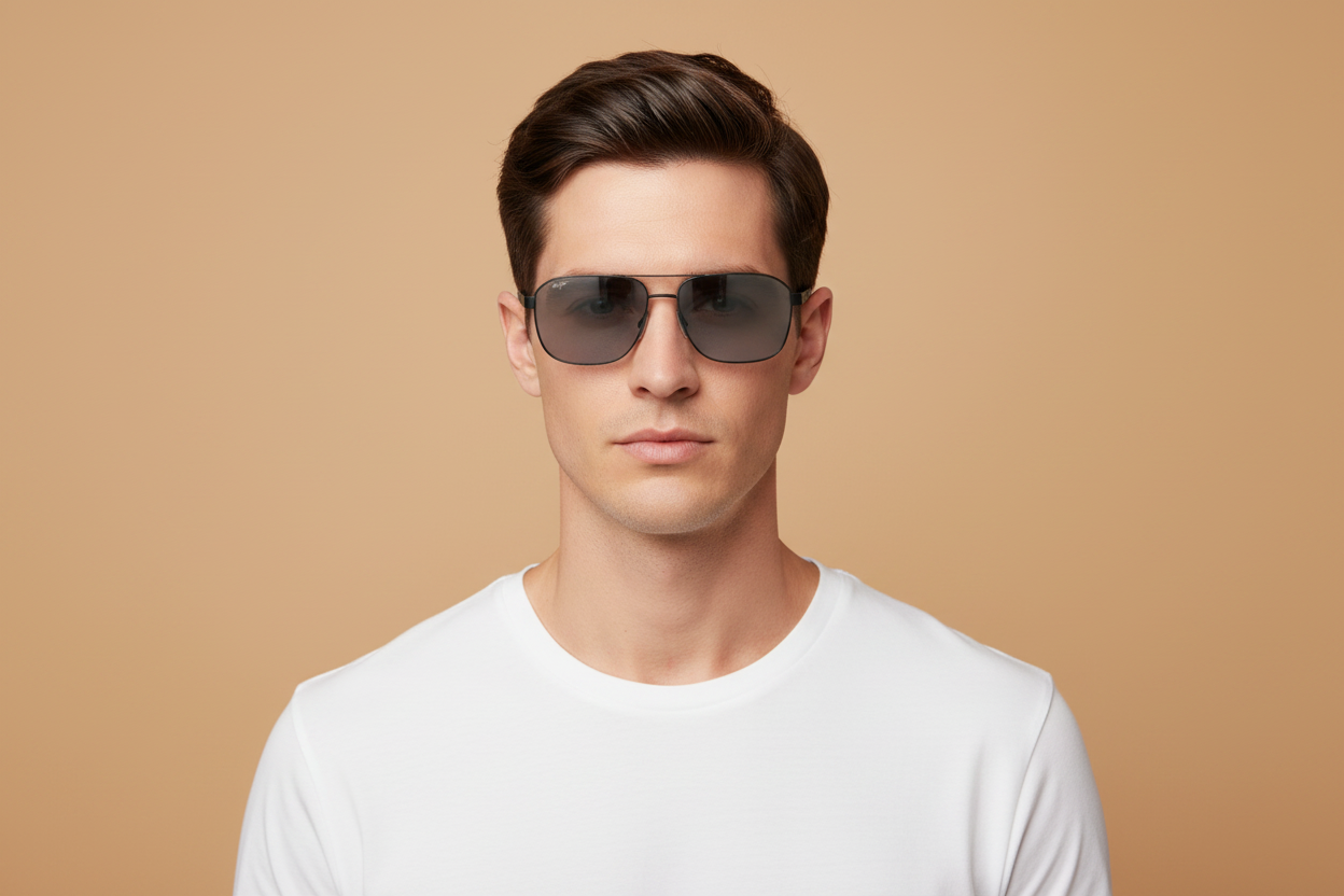 Modelo masculino llevando Gafas de Sol Maui Jim Onipaa MJDBS651 02 61 15