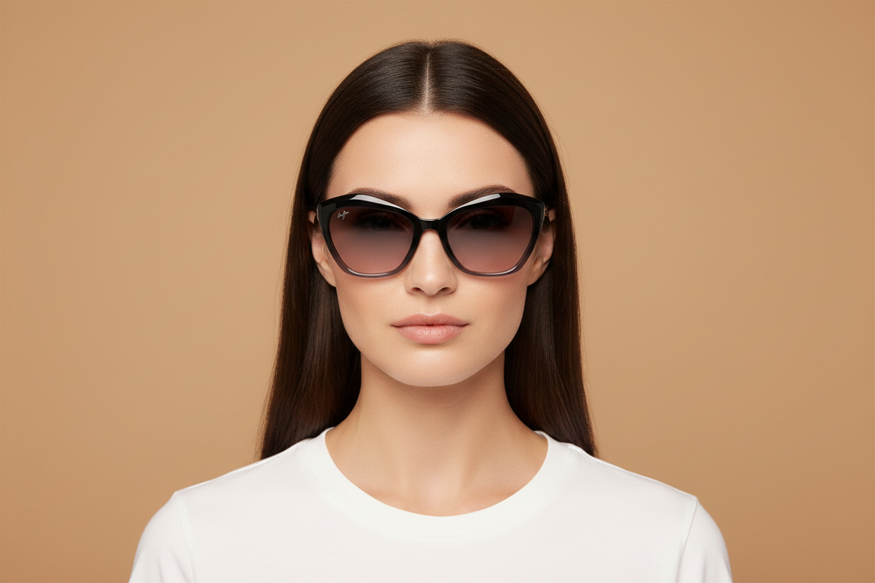Modelo femenino llevando Gafas de Sol Maui Jim Lotus MJGS827 02J 56 20
