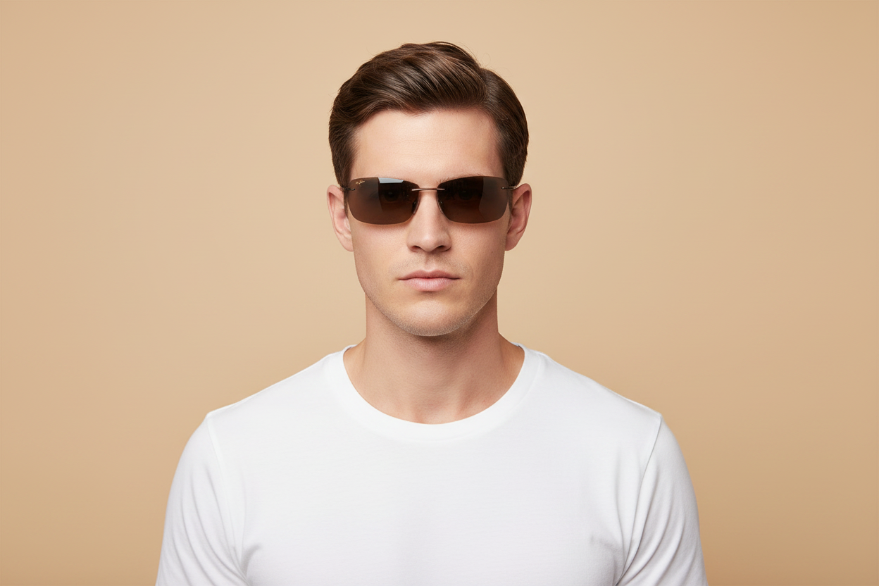 Modelo masculino llevando Gafas de Sol Maui Jim Ligthouse MJH423 26 71 16