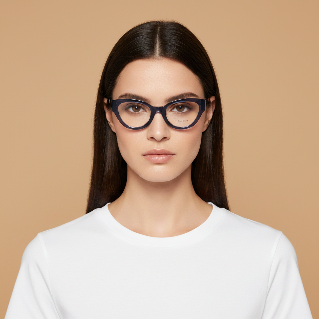 Modelo femenino llevando Gafas Graduadas Miu Miu 01VV 08Q1O1 52 21