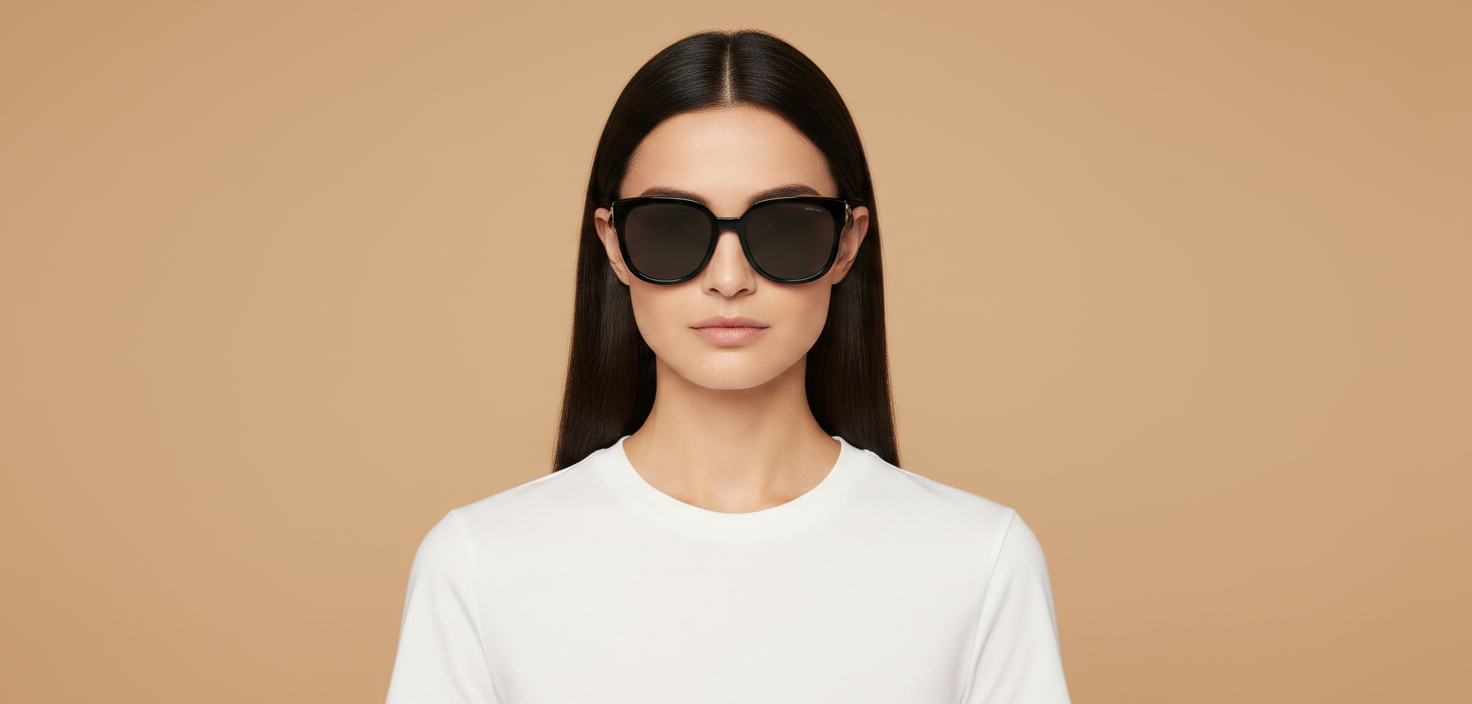 Modelo femenino llevando Gafas de Sol Miu Miu 01ZS 1AB5S0 55 20