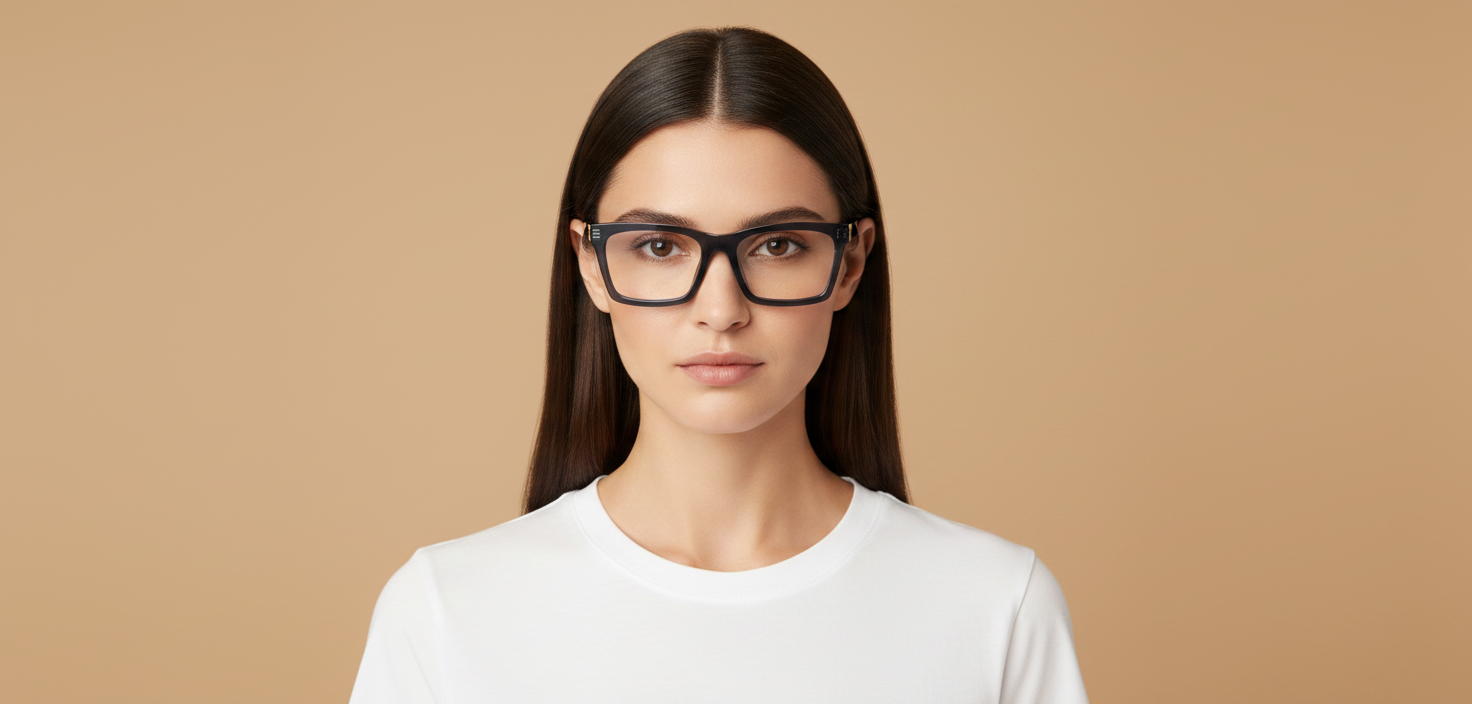Modelo femenino llevando Gafas Graduadas Miu Miu 04WV 08Q101 55 19