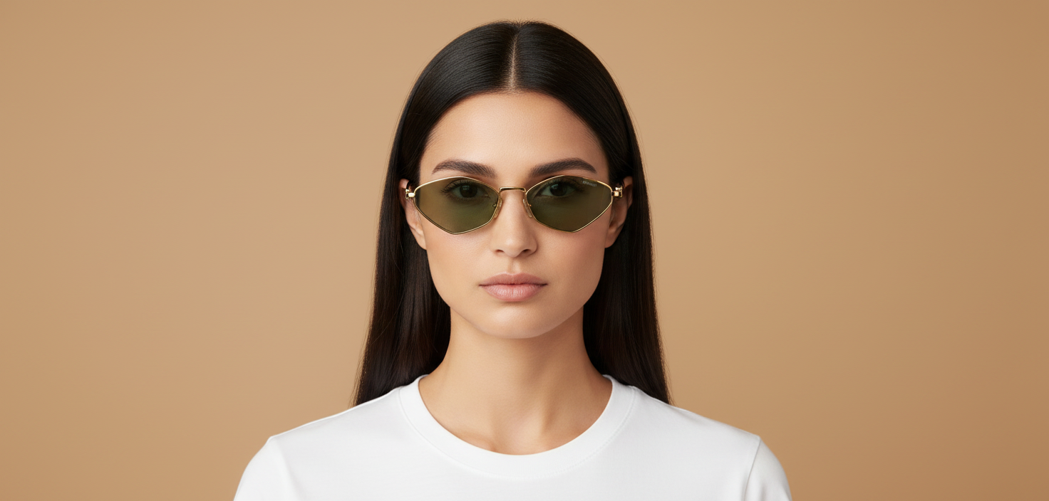 Modelo femenino llevando Gafas de Sol Miu Miu 56ZS 5AK04M 56 17