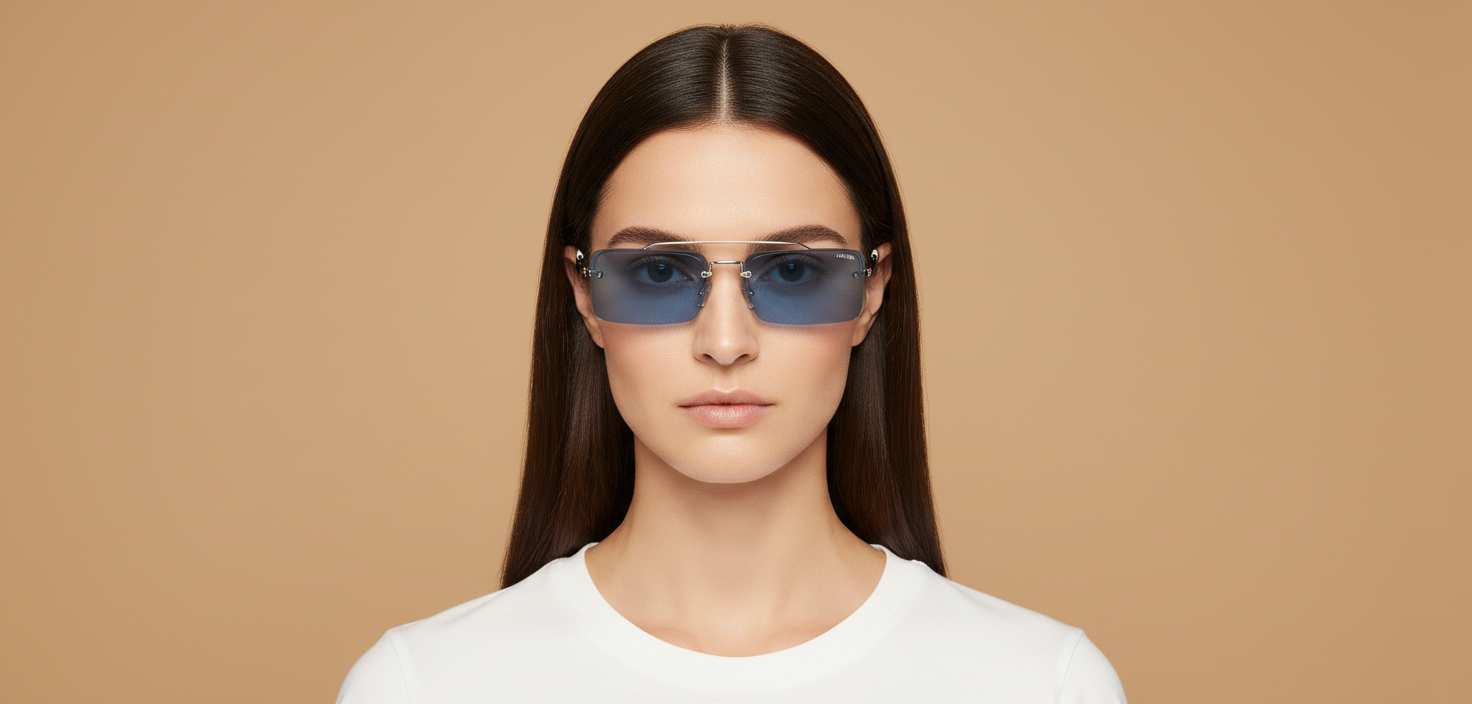 Modelo femenino llevando Gafas de Sol Miu Miu 59TS 1BC2J1 58 18