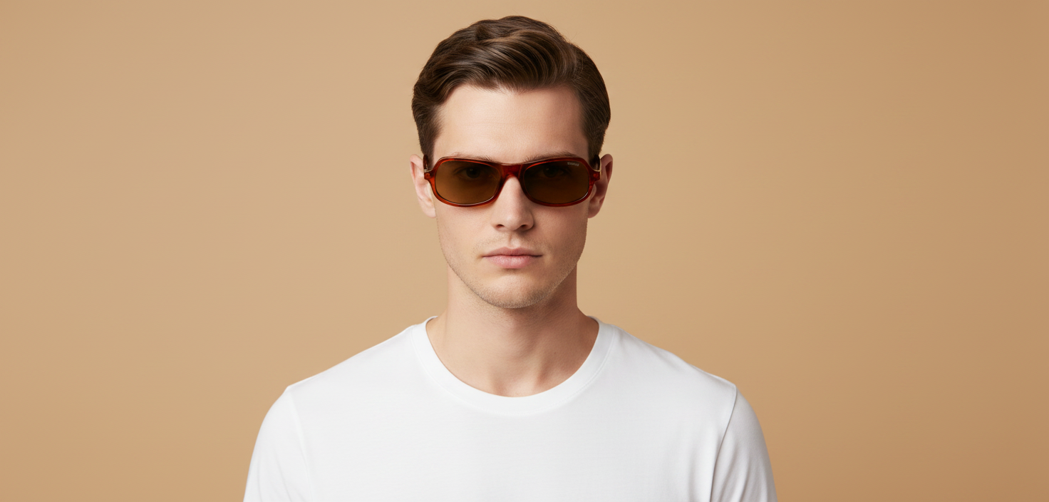 Modelo masculino llevando Gafas de Sol Miu Miu B10SU 11P09Z 55 17