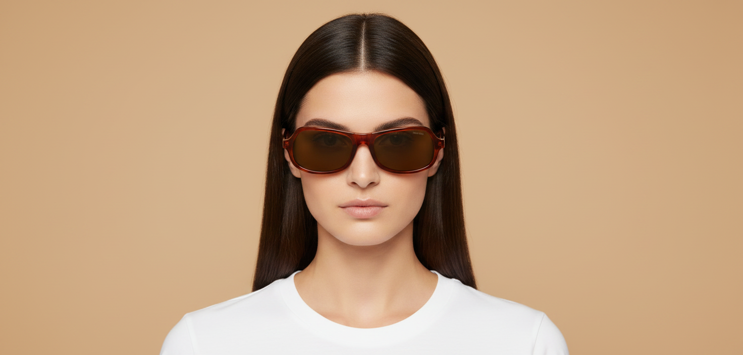 Modelo femenino llevando Gafas de Sol Miu Miu B10SU 11P09Z 55 17