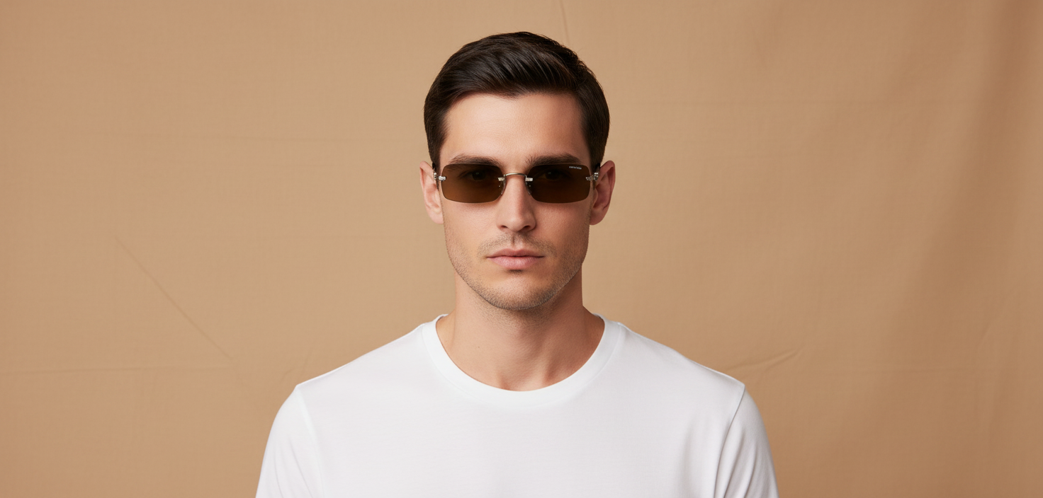 Modelo masculino llevando Gafas de Sol Miu Miu B50S 26C09Z 50 20