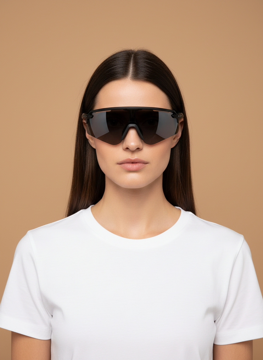 Female model wearing Sunglasses Oakley Encoder OO9471 01 01 36