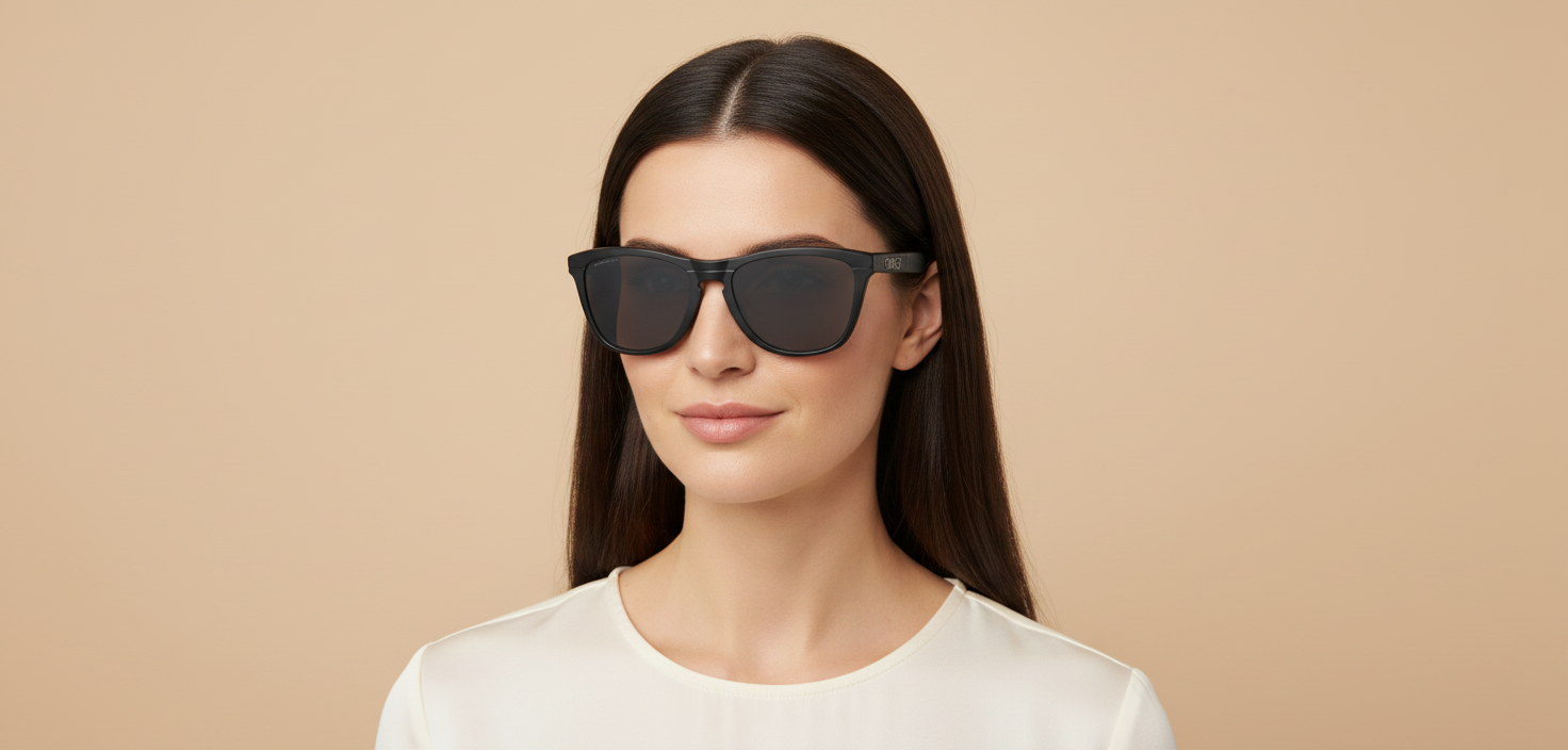 Modelo femenino llevando Gafas de Sol Oakley Frogskins Range XL OO9503 08 58 17