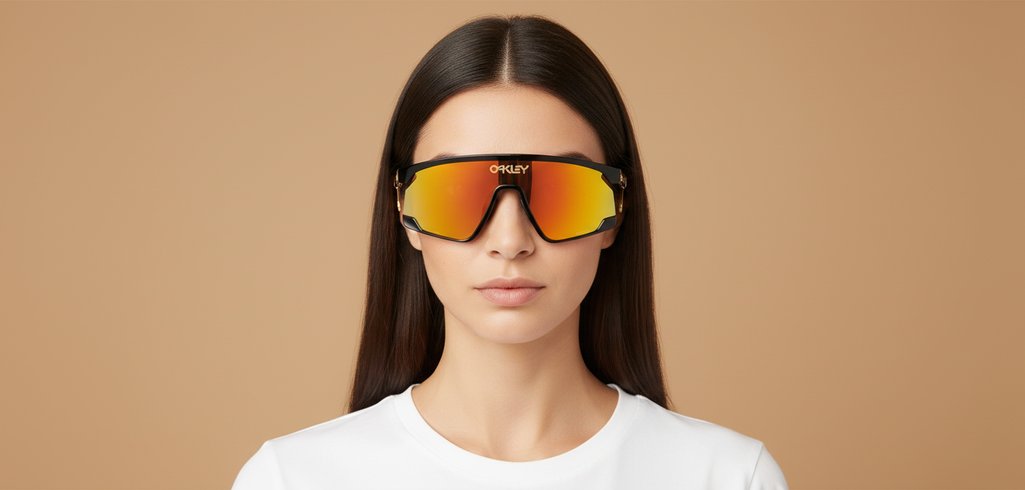 Modelo femenino llevando Gafas de Sol Oakley BXTR Metal OO9237 01 01 39