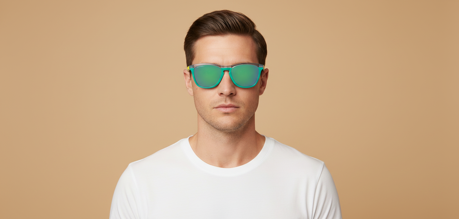Modelo masculino llevando Gafas de Sol Oakley Frogskins Range OO9284 06 55 17