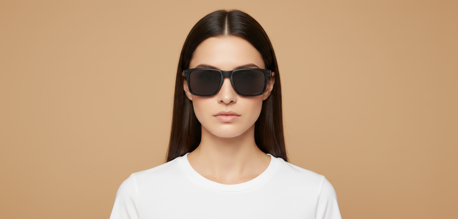 Modelo femenino llevando Gafas de Sol Oakley Holbrook XXL OO9487 01 61 18