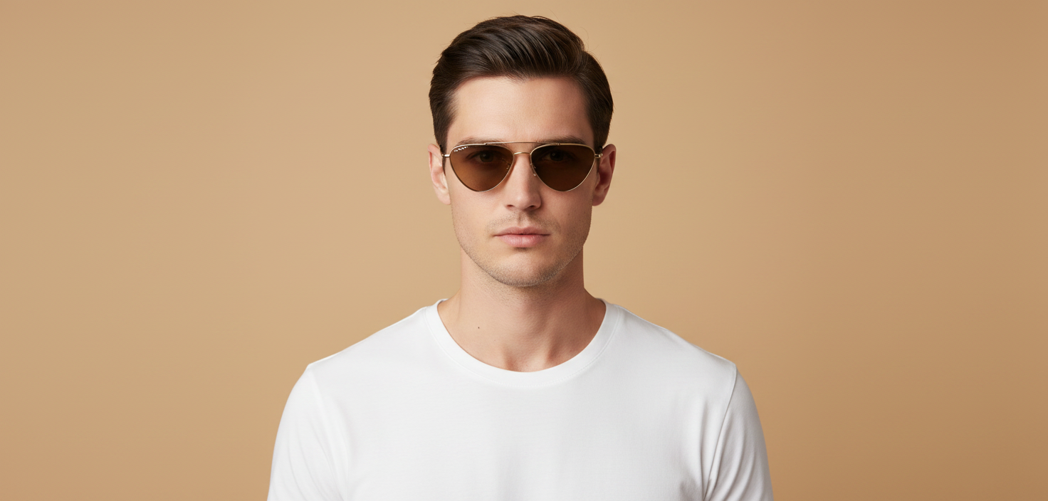 Männliches Modell trägt Sonnenbrille Oliver Peoples Edition 1 OV1369ST 503553 56 15
