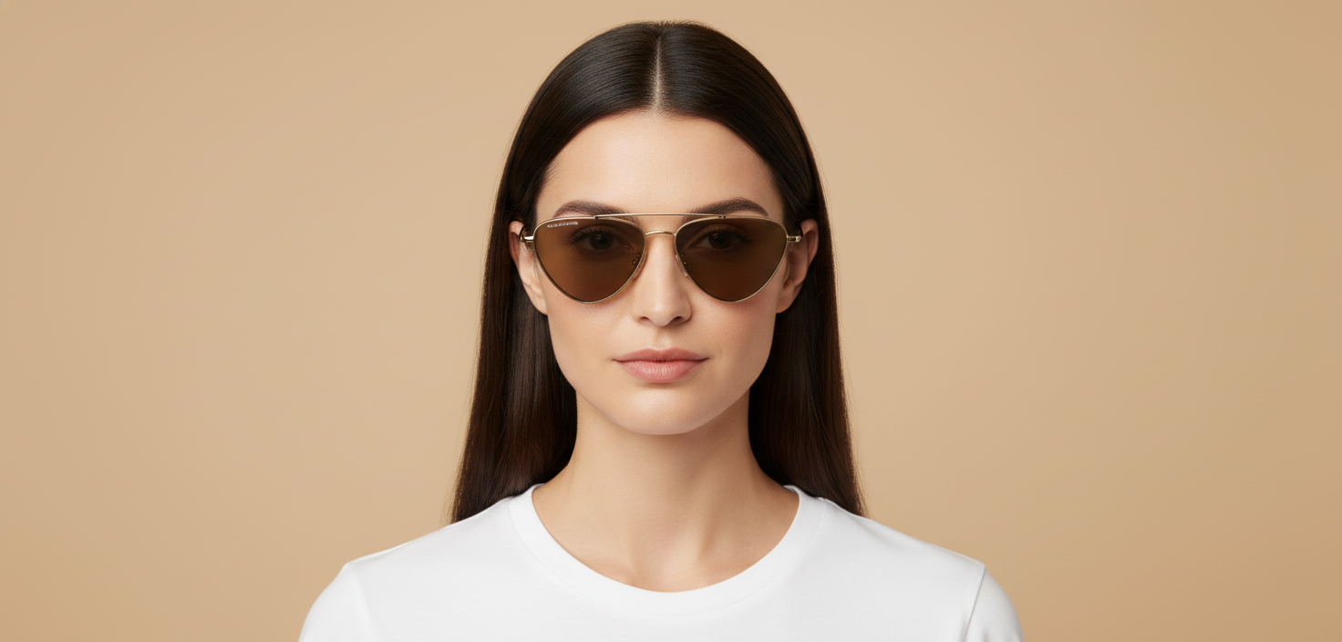 Weibliches Modell trägt Sonnenbrille Oliver Peoples Edition 1 OV1369ST 503553 56 15