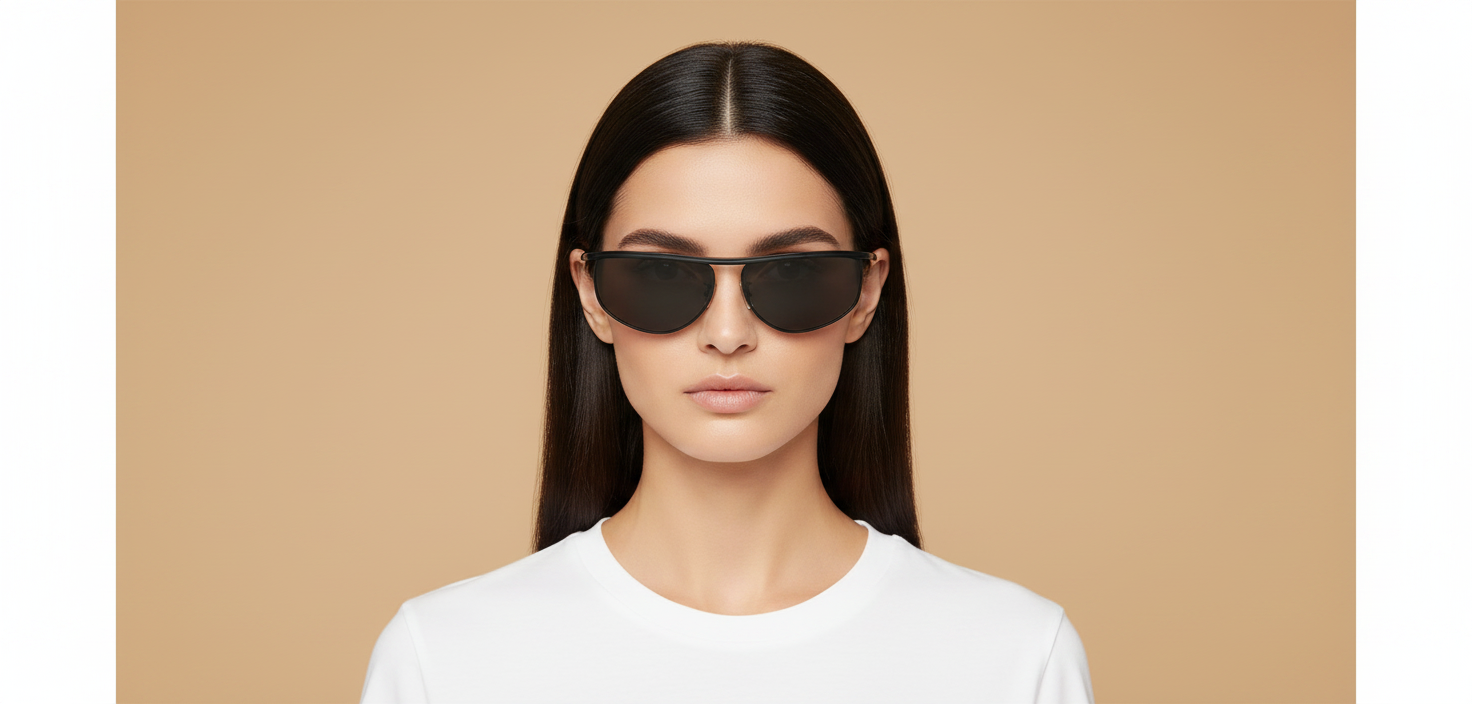 Female model wearing Gafas de Sol Oliver Peoples 1986c OV1367S 506287 59 13