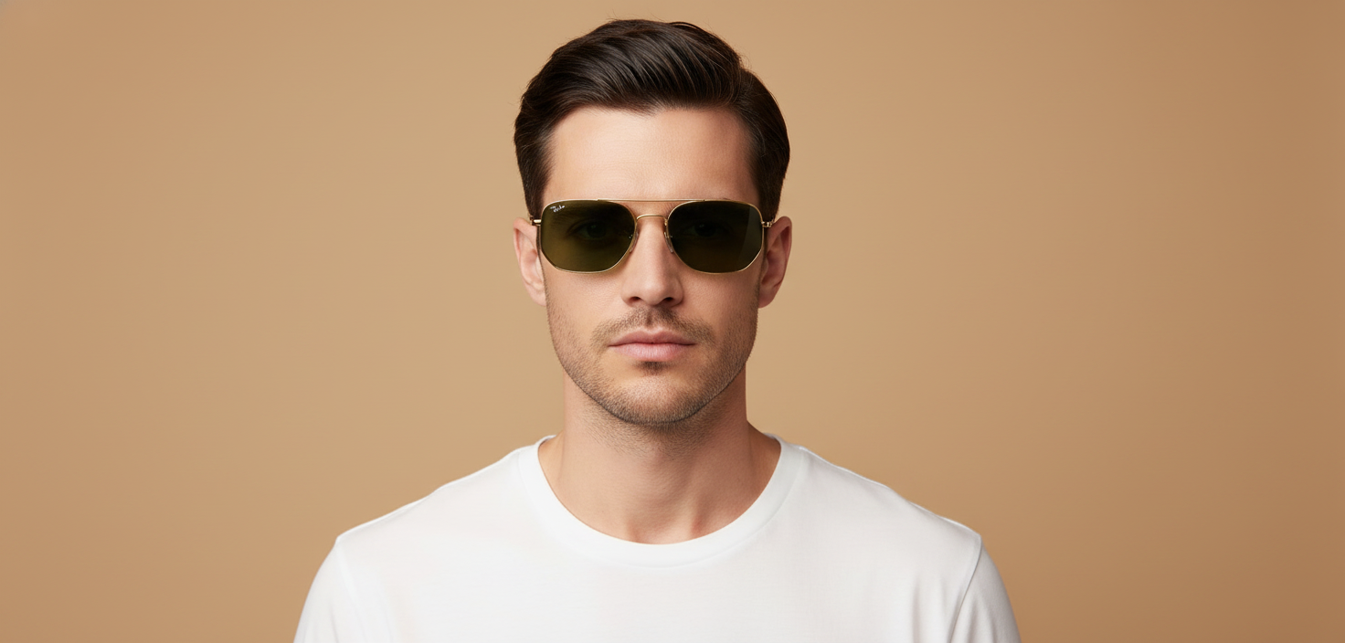 Modelo masculino llevando Gafas de Sol Oliver Peoples 1989C OV1351S 533271 52 19