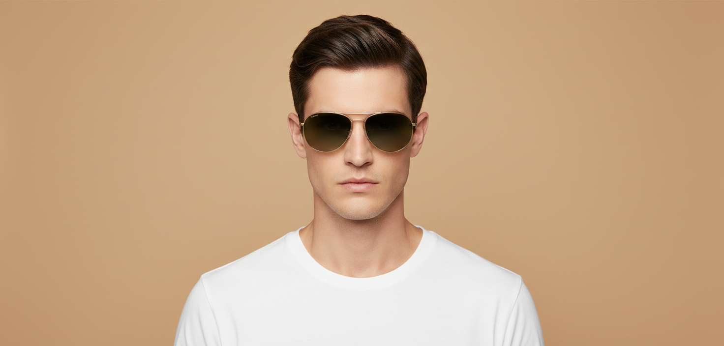 Modelo masculino llevando Gafas de Sol Oliver Peoples Aero II OV1358S 5035BH 57 17