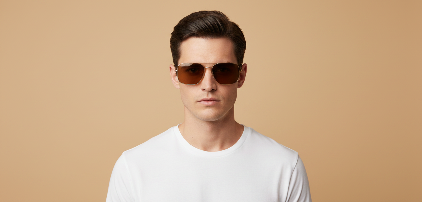 Modelo masculino llevando Gafas de Sol Oliver Peoples Victory II OV1373S 503553 55 17