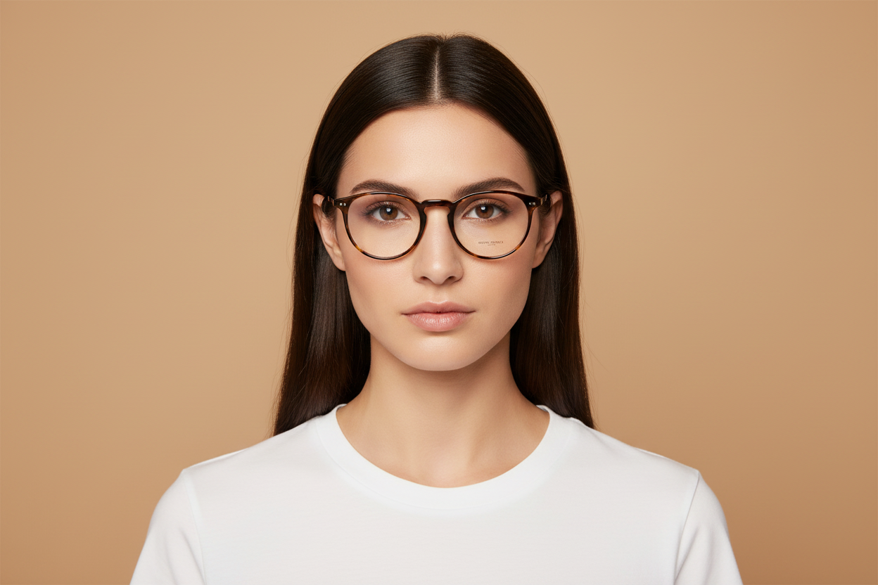 Female model wearing Prescription Glasses Oliver Peoples Riley-R OV5004 1003 49 20