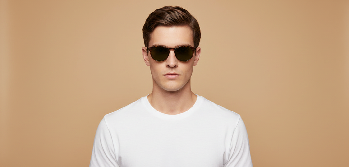 Modelo masculino llevando Gafas de Sol Oliver Peoples OV5004SU 1724P1 49 20