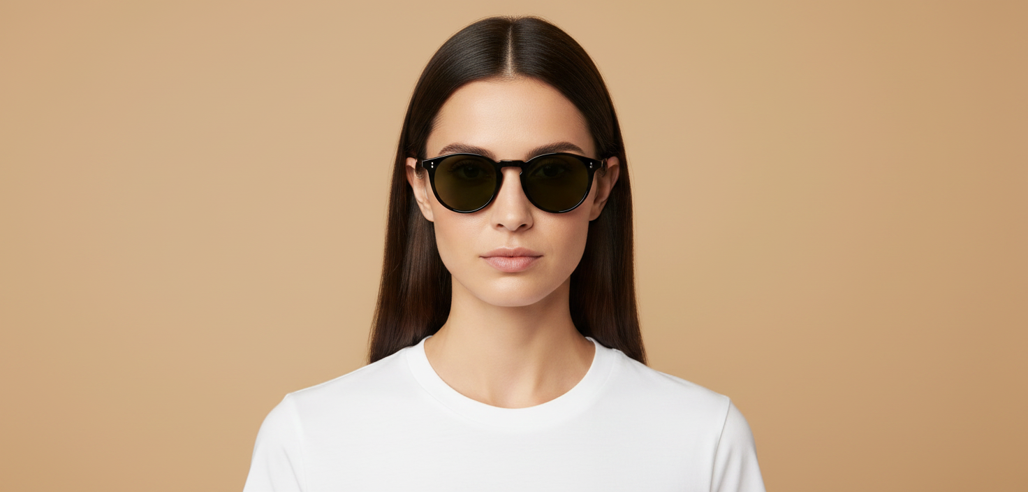 Modelo femenino llevando Gafas de Sol Oliver Peoples O'Malley OV5183S 1005P1 48 22