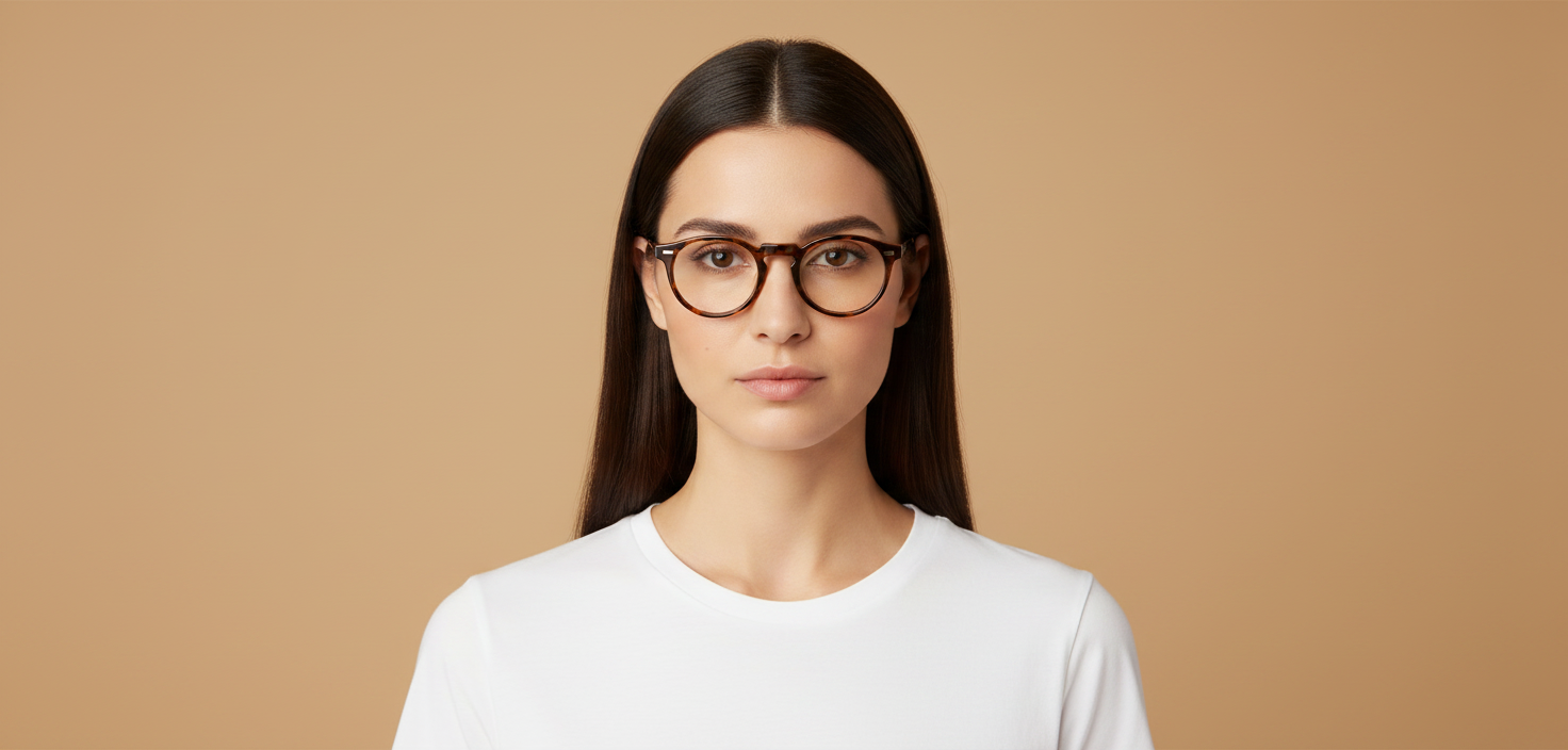 Modelo femenino llevando Gafas Graduadas Oliver Peoples Gregory Peck OV5186 1003 45 23