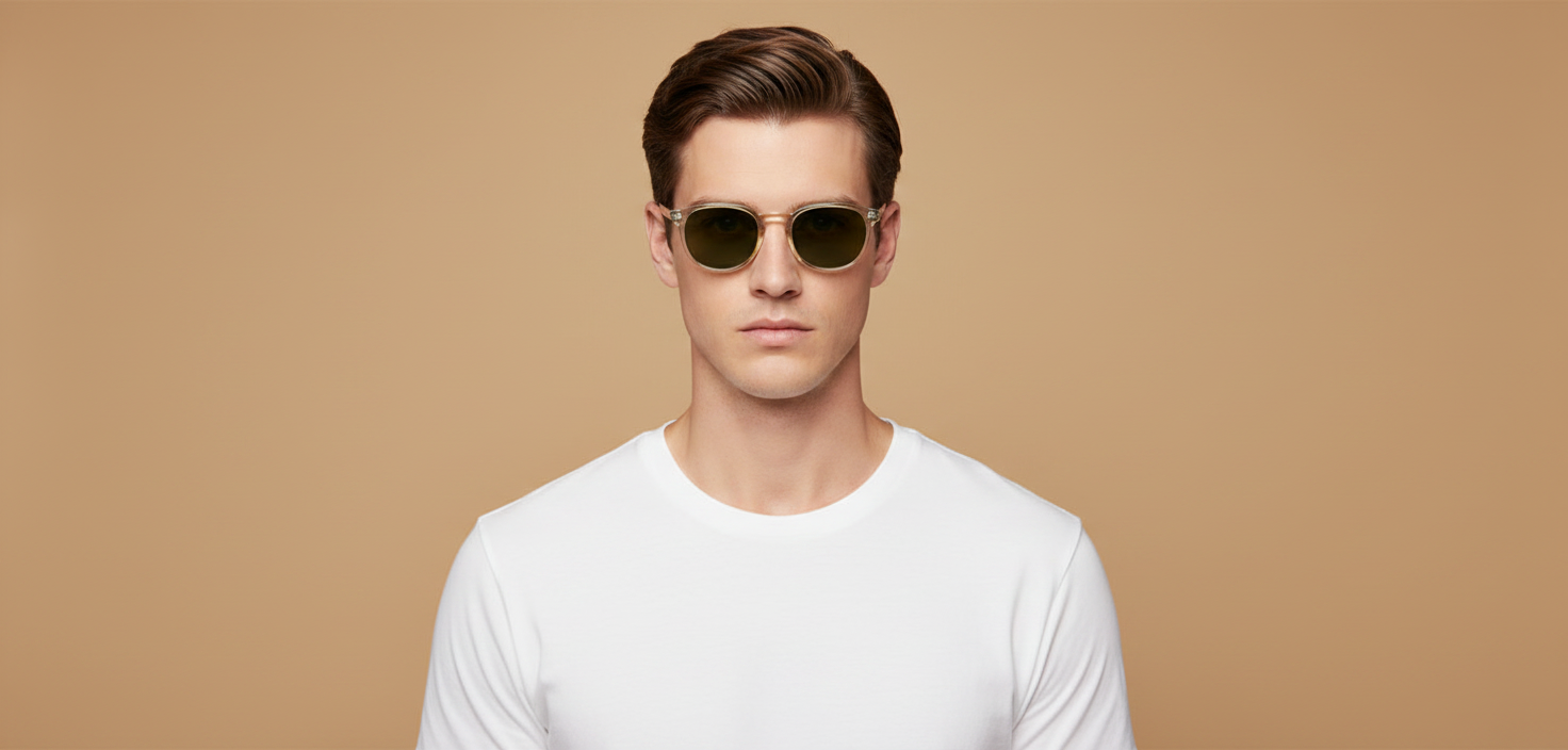 Modelo masculino llevando Gafas de Sol Oliver Peoples Fairmont Sun OV5219S 109452 49 21