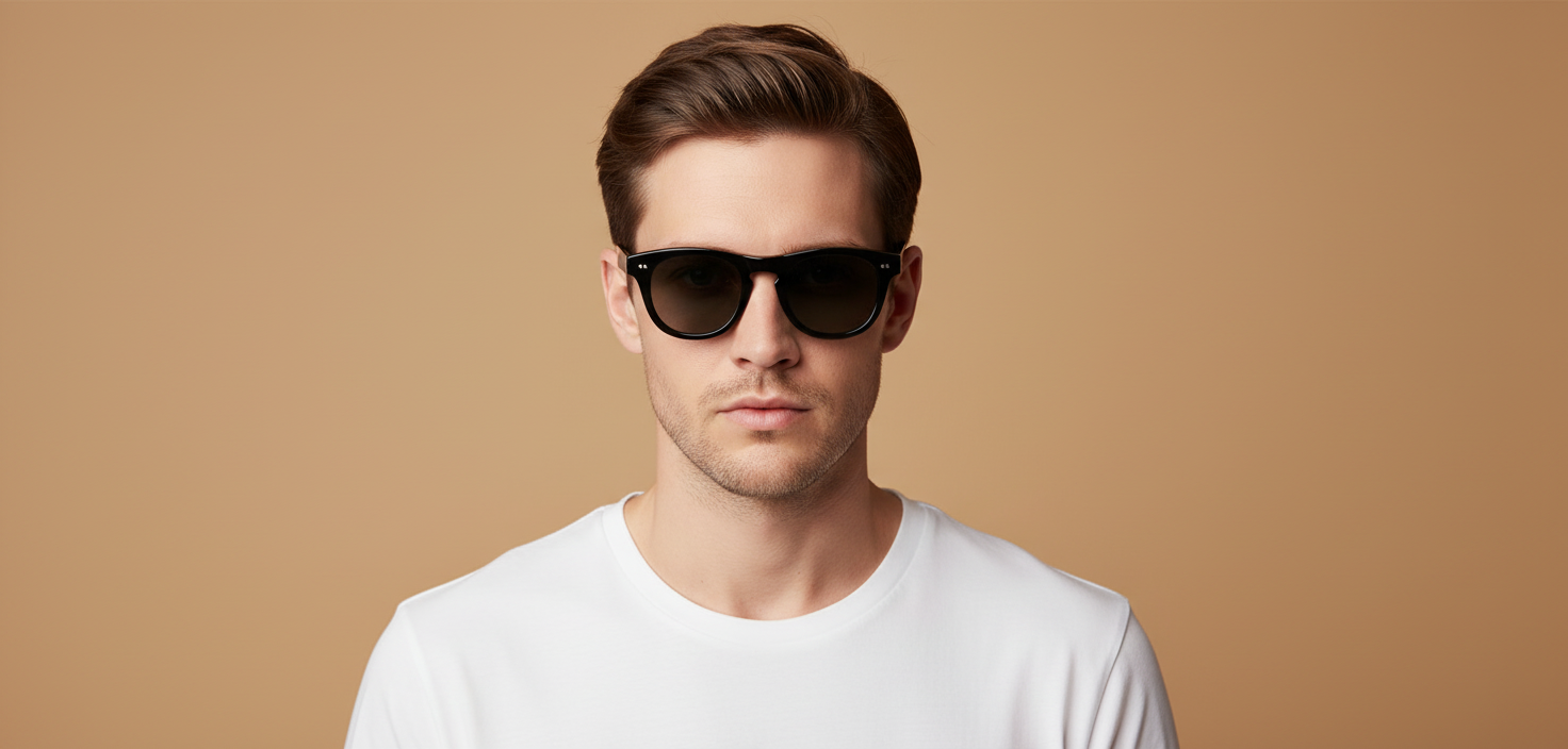 Modelo masculino llevando Gafas de Sol Oliver Peoples Rorke OV5509SU 1731R5 49 21