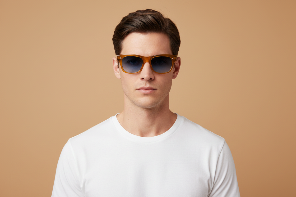 Modelo masculino llevando Gafas de Sol Oliver Peoples Birell OV5524SU 1578Q8 52 18