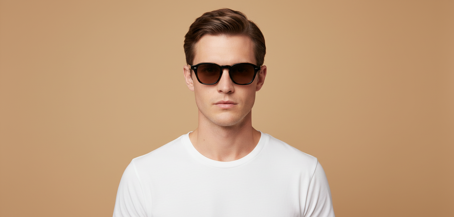 Modelo masculino llevando Gafas de Sol Oliver Peoples Eyles OV5580SU 1731GN 48 22