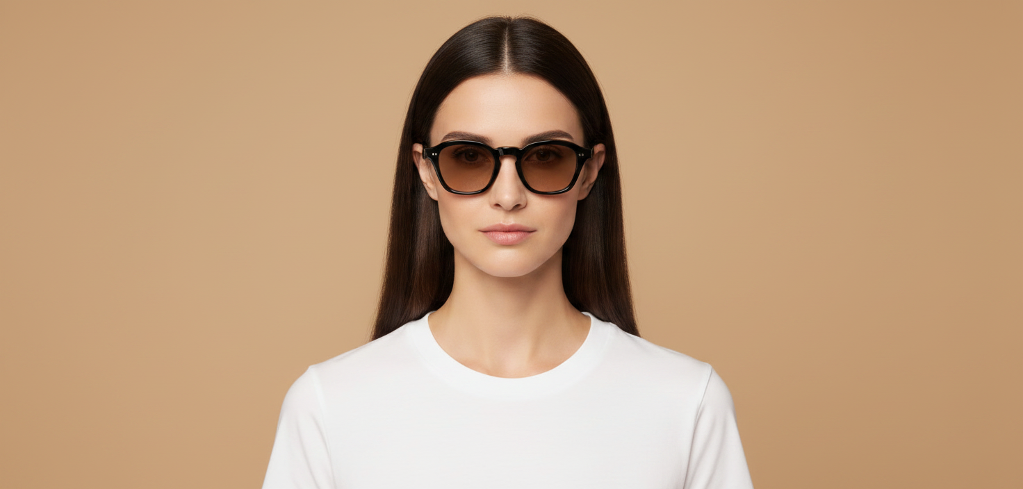 Modelo femenino llevando Gafas de Sol Oliver Peoples Eyles OV5580SU 1731GN 48 22