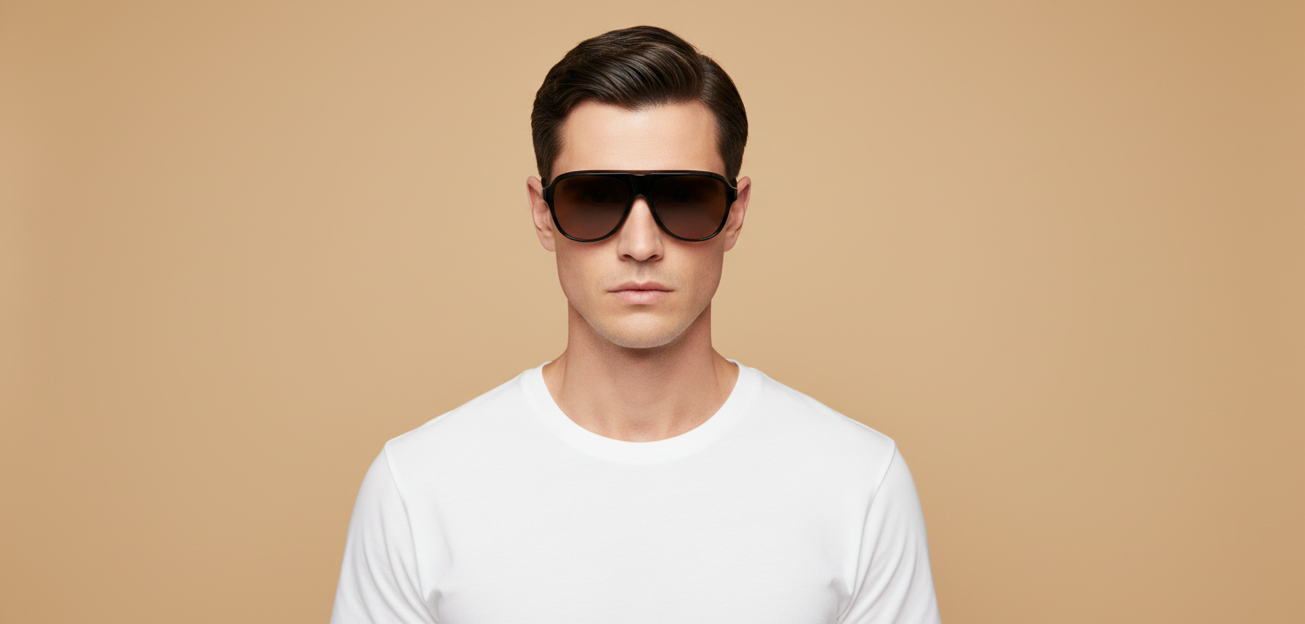 Male model wearing Sunglasses Oliver Peoples OV5581SU 1492GN 57 16