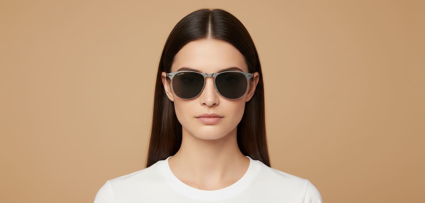 Modelo femenino llevando Gafas de Sol Persol PO1016 513/R5 57 16