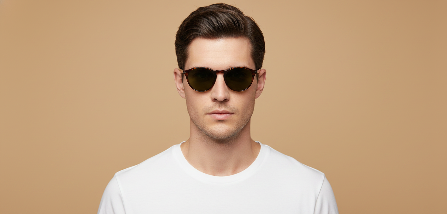 Modelo masculino llevando Gafas de Sol Persol Terra di Siena PO3092M 901531 52 19