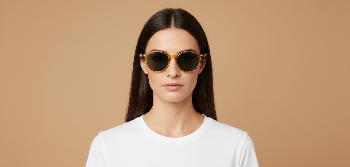 Modelo femenino llevando Gafas de Sol Persol Miele PO3350 204/R5 53 20
