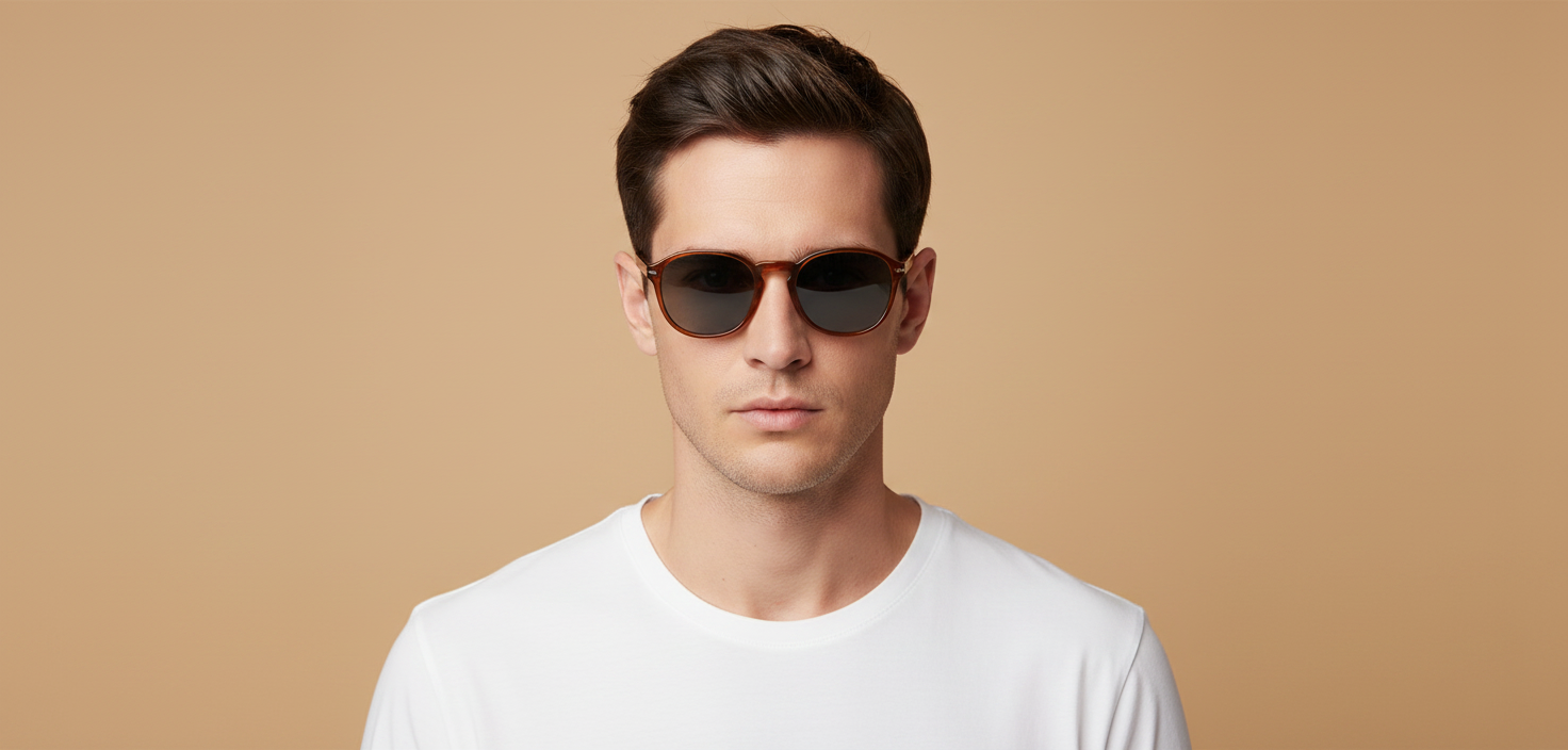 Modelo masculino llevando Gafas de Sol Persol Terra di Siena PO3326 96/56 57 21
