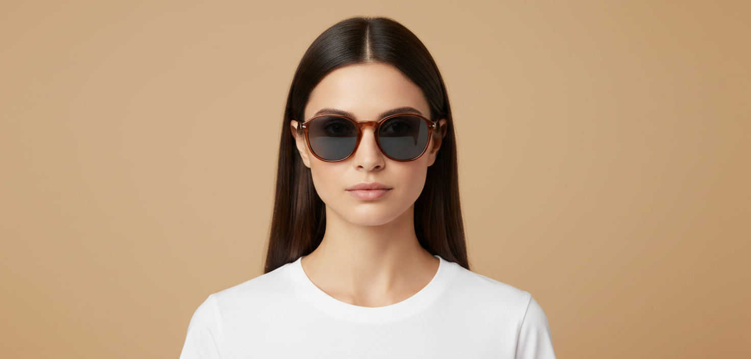 Modelo femenino llevando Gafas de Sol Persol Terra di Siena PO3326 96/56 57 21