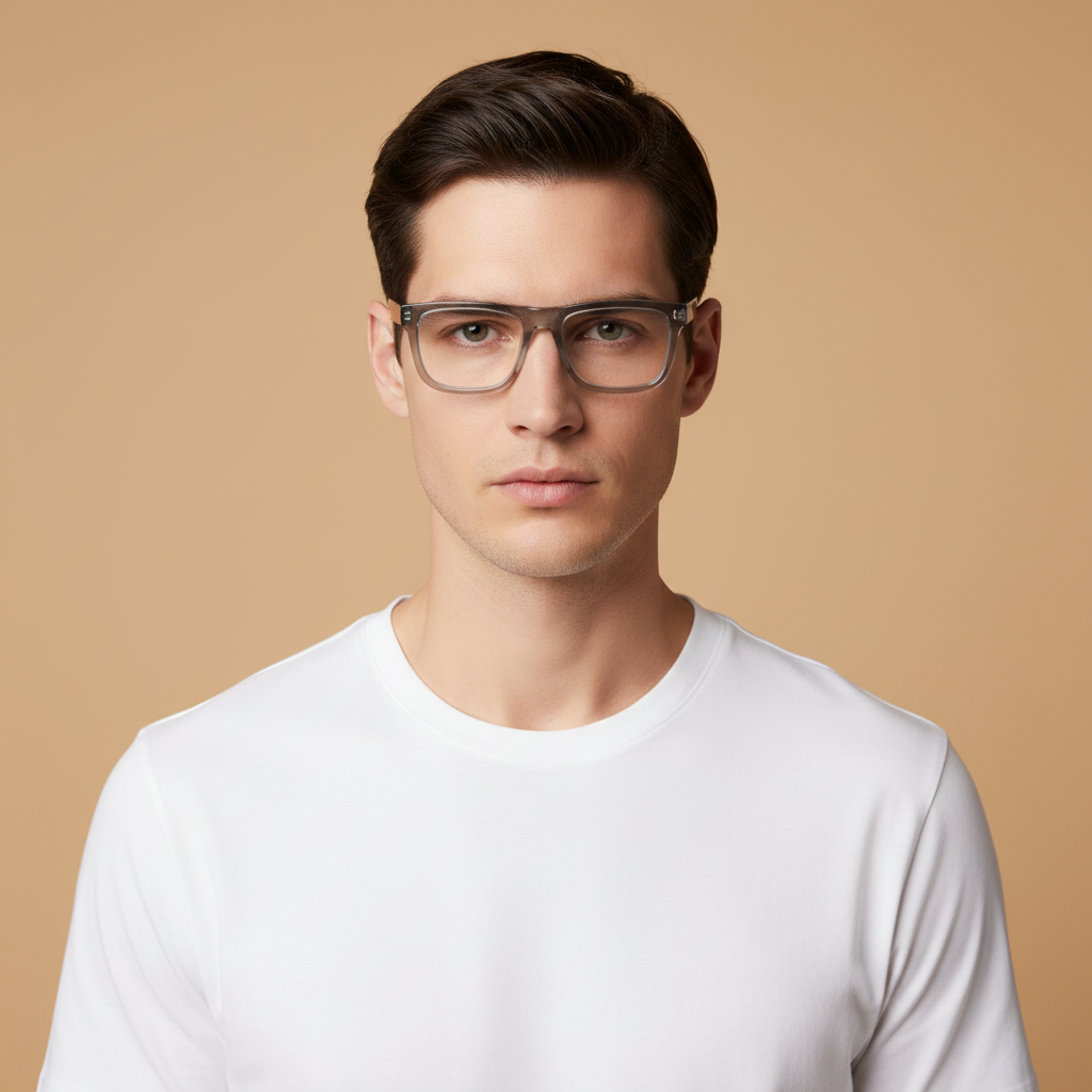 Modelo masculino llevando Gafas Graduadas Prada 0PRC03V 18J1O1 55 19
