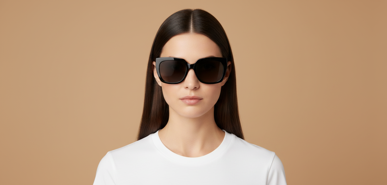 Modelo femenino llevando Gafas de Sol Prada PR 14WS 09Q5S0 52 20