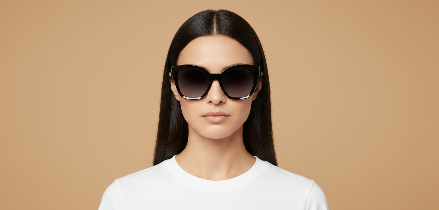 Modelo femenino llevando Gafas de Sol Prada PR 17ZS 1AB09S 54 18