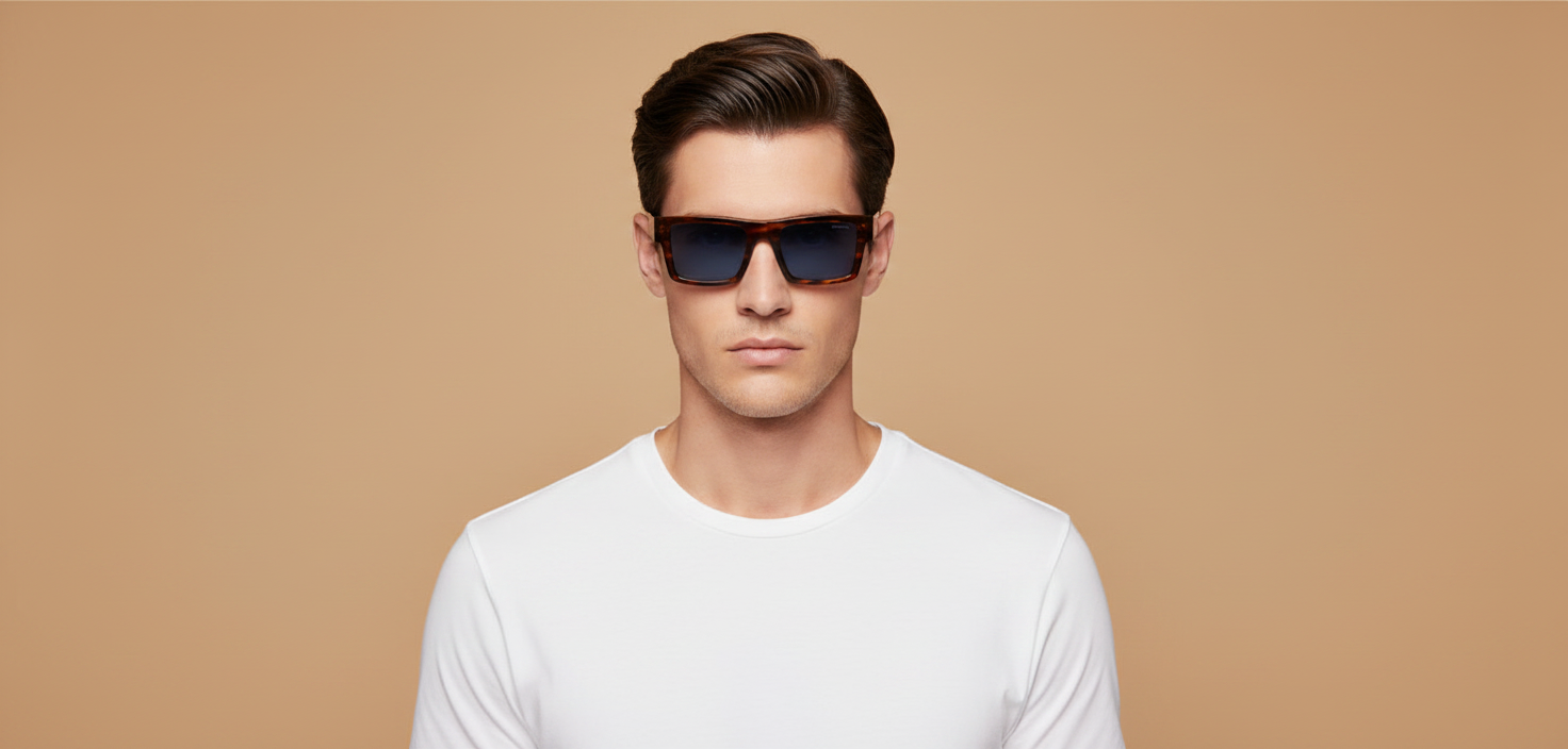 Modelo masculino llevando Gafas de Sol Prada PR 19WS 17R06A 52 21