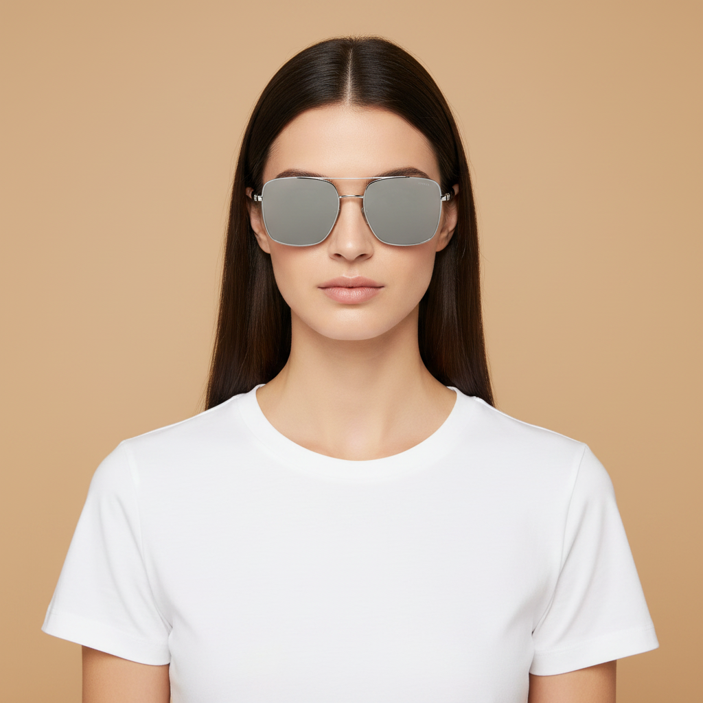 Female model wearing Sunglasses Prada PR 55YS 1BC02R 57 19