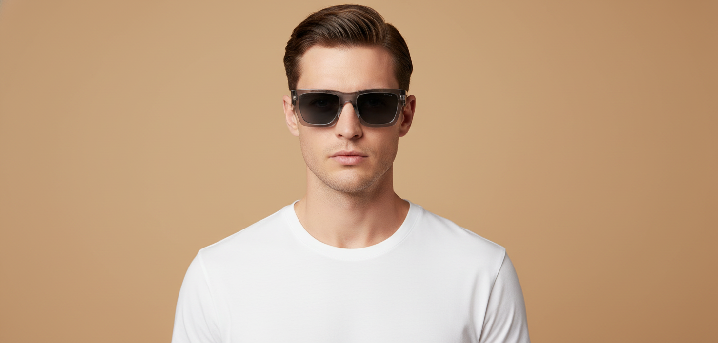 Modelo masculino llevando Gafas de Sol Prada PR A06S 16Z70B 50 21