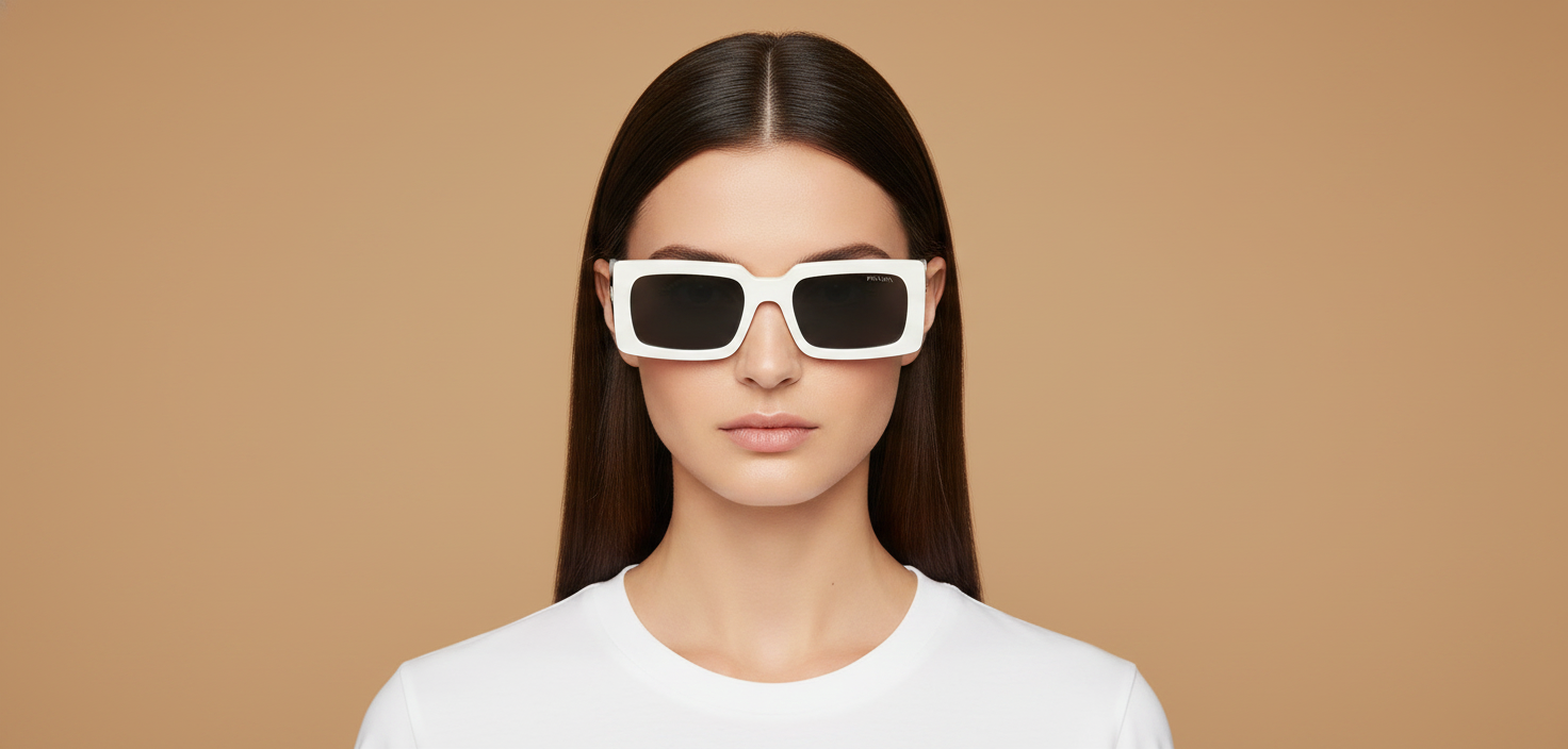 Modelo femenino llevando Gafas de Sol Prada PR A07S 1425S0 52 20